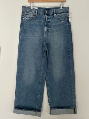 NWT GAP Sky High Rise Wide-Leg Denim Jeans Size 32/14T